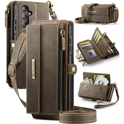 CaseMe C39 RFID Blocking Zipper Wallet Leather Phone Case with Crossbody Strap, For Samsung Galaxy S25 FE 5G, For Samsung Galaxy S25 Edge 5G, For Samsung Galaxy A56 5G, For Samsung Galaxy A16 4G