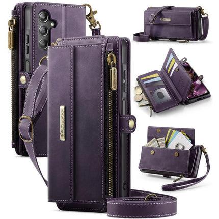 CaseMe C39 RFID Blocking Zipper Wallet Leather Phone Case with Crossbody Strap, For Samsung Galaxy S25 FE 5G, For Samsung Galaxy S25 Edge 5G, For Samsung Galaxy A56 5G, For Samsung Galaxy A16 4G