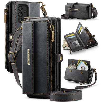 CaseMe C39 RFID Blocking Zipper Wallet Leather Phone Case with Crossbody Strap, For Samsung Galaxy S21 FE 5G, For Samsung Galaxy A52, For Samsung Galaxy A53, For Samsung Galaxy S21 5G