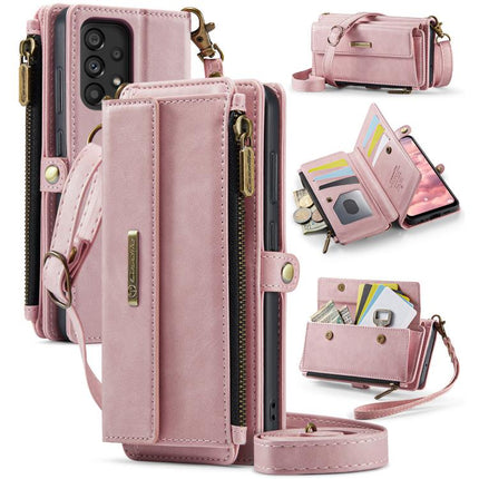 CaseMe C39 RFID Blocking Zipper Wallet Leather Phone Case with Crossbody Strap, For Samsung Galaxy S21 FE 5G, For Samsung Galaxy A52, For Samsung Galaxy A53, For Samsung Galaxy S21 5G