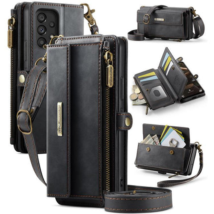CaseMe C39 RFID Blocking Zipper Wallet Leather Phone Case with Crossbody Strap, For Samsung Galaxy S21 FE 5G, For Samsung Galaxy A52, For Samsung Galaxy A53, For Samsung Galaxy S21 5G