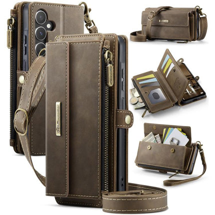 CaseMe C39 RFID Blocking Zipper Wallet Leather Phone Case with Crossbody Strap, For Samsung Galaxy S25 Ultra 5G, For Samsung Galaxy S24 FE 5G, For Samsung Galaxy A55 5G, For Samsung Galaxy S24 Ultra 5G