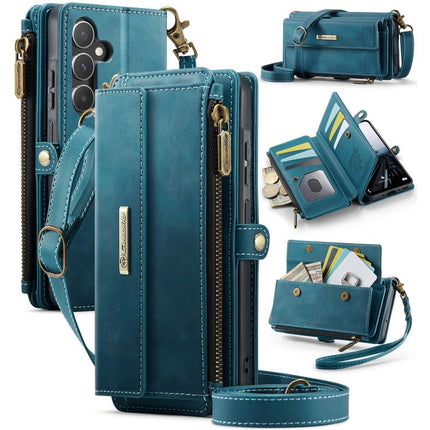 CaseMe C39 RFID Blocking Zipper Wallet Leather Phone Case with Crossbody Strap, For Samsung Galaxy S25 Ultra 5G, For Samsung Galaxy S24 FE 5G, For Samsung Galaxy A55 5G, For Samsung Galaxy S24 Ultra 5G