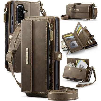 CaseMe C39 RFID Blocking Zipper Wallet Leather Phone Case with Crossbody Strap, For Samsung Galaxy S25 FE 5G, For Samsung Galaxy S25 Edge 5G, For Samsung Galaxy A56 5G, For Samsung Galaxy A16 4G