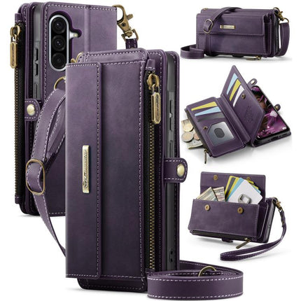 CaseMe C39 RFID Blocking Zipper Wallet Leather Phone Case with Crossbody Strap, For Samsung Galaxy S25 FE 5G, For Samsung Galaxy S25 Edge 5G, For Samsung Galaxy A56 5G, For Samsung Galaxy A16 4G