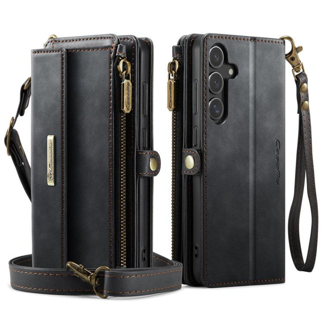 CaseMe C39 RFID Blocking Zipper Wallet Leather Phone Case with Crossbody Strap, For Samsung Galaxy S25 FE 5G, For Samsung Galaxy S25 Edge 5G, For Samsung Galaxy A56 5G, For Samsung Galaxy A16 4G