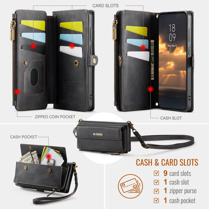 CaseMe C39 RFID Blocking Zipper Wallet Leather Phone Case with Crossbody Strap, For Samsung Galaxy S25 FE 5G, For Samsung Galaxy S25 Edge 5G, For Samsung Galaxy A56 5G, For Samsung Galaxy A16 4G