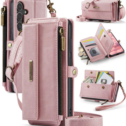CaseMe C39 RFID Blocking Zipper Wallet Leather Phone Case with Crossbody Strap, For Samsung Galaxy S25 FE 5G, For Samsung Galaxy S25 Edge 5G, For Samsung Galaxy A56 5G, For Samsung Galaxy A16 4G