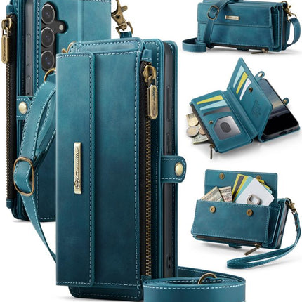 CaseMe C39 RFID Blocking Zipper Wallet Leather Phone Case with Crossbody Strap, For Samsung Galaxy S25 FE 5G, For Samsung Galaxy S25 Edge 5G, For Samsung Galaxy A56 5G, For Samsung Galaxy A16 4G