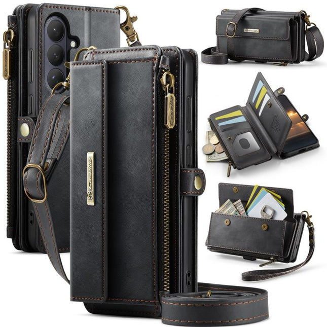 CaseMe C39 RFID Blocking Zipper Wallet Leather Phone Case with Crossbody Strap, For Samsung Galaxy S26+ 5G, For Samsung Galaxy S26 Ultra 5G, For Samsung Galaxy S26 5G, For Samsung Galaxy A57 5G