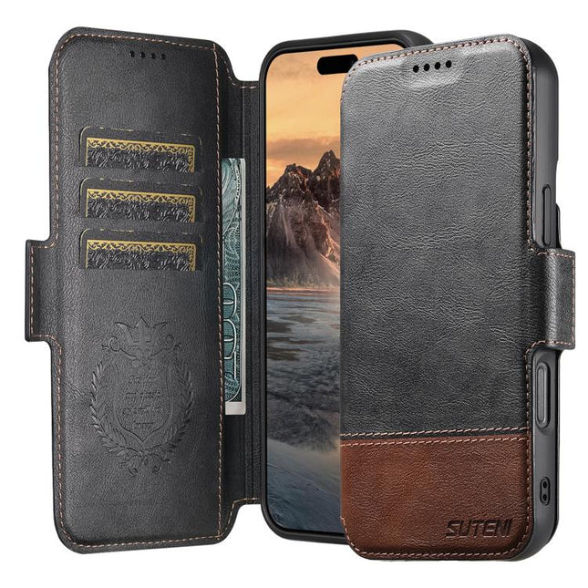 Suteni Q06 2-in-1 Multi-function Detachable Wallet MagSafe Phone Case, For iPhone 16 Plus, For iPhone 16, For iPhone 15 Pro Max, For iPhone 15 Pro, For iPhone 15 Plus, For iPhone 15, For iPhone 14 Plus, For iPhone 14