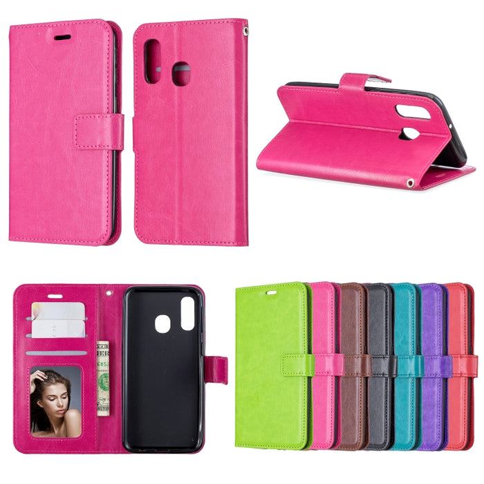 Crazy Horse Texture Horizontal Flip Leather Case with Holder & Card Slots & Wallet & Photo Frame, For Galaxy A20E