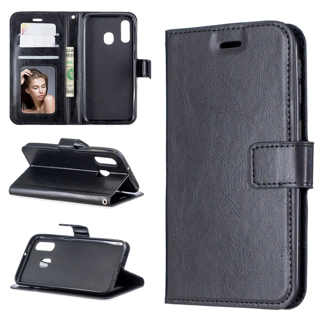 Crazy Horse Texture Horizontal Flip Leather Case with Holder & Card Slots & Wallet & Photo Frame, For Galaxy A20E