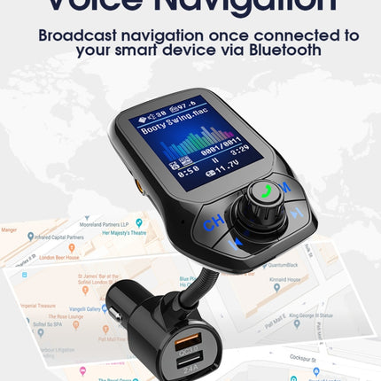T43 Car Bluetooth Mp3 Multi-function Large Color Screen QC3.0 Bluetooth Car Charge Lossless Car Bluetooth Player, T43