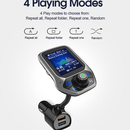 T43 Car Bluetooth Mp3 Multi-function Large Color Screen QC3.0 Bluetooth Car Charge Lossless Car Bluetooth Player, T43
