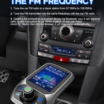 T43 Car Bluetooth Mp3 Multi-function Large Color Screen QC3.0 Bluetooth Car Charge Lossless Car Bluetooth Player, T43
