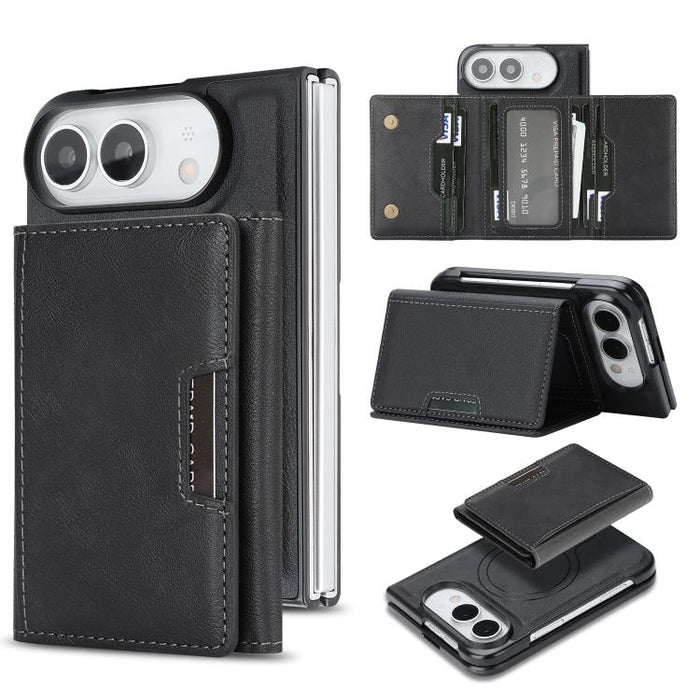 Kalebol Strong Magnetic MagSafe Tri-Fold Wallet Leather Phone Case, For iPhone Duo, For iPhone 18 Pro, For iPhone 18 Pro Max, For iPhone 17e / 16e