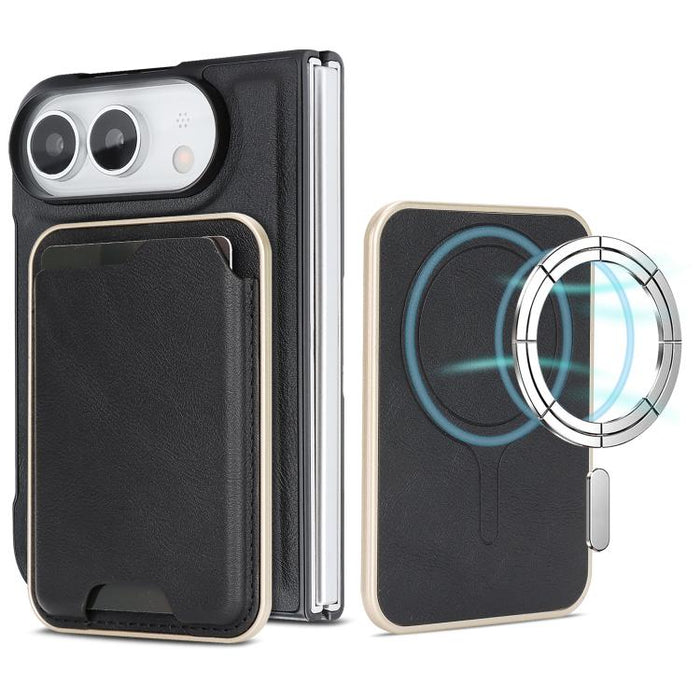Kalebol Slim MagSafe Ring Magnetic Card Bag Leather Phone Case, For iPhone Duo, For iPhone 18 Pro, For iPhone 18 Pro Max, For iPhone 17 Pro Max