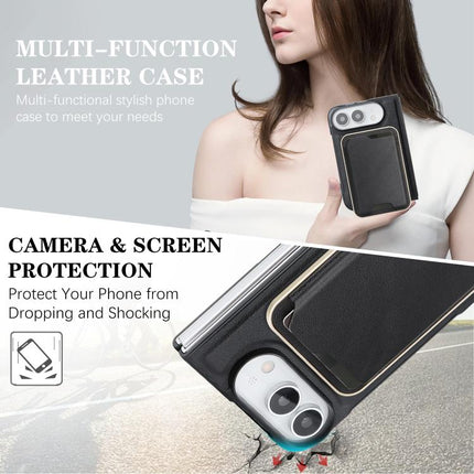 Kalebol Slim MagSafe Ring Magnetic Card Bag Leather Phone Case, For iPhone Duo, For iPhone 18 Pro, For iPhone 18 Pro Max, For iPhone 17 Pro Max