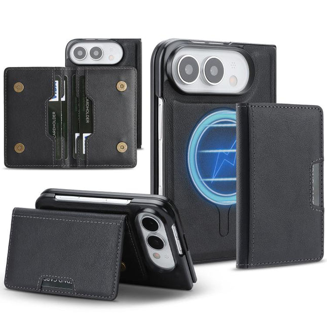 Kalebol Strong MagSafe Magnetic Two-Fold Card Bag Leather Phone Case, For iPhone Duo, For iPhone 18 Pro, For iPhone 18 Pro Max, For iPhone 17 Pro Max