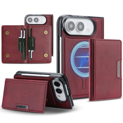 Kalebol Strong MagSafe Magnetic Two-Fold Card Bag Leather Phone Case, For iPhone Duo, For iPhone 18 Pro, For iPhone 18 Pro Max, For iPhone 17 Pro Max