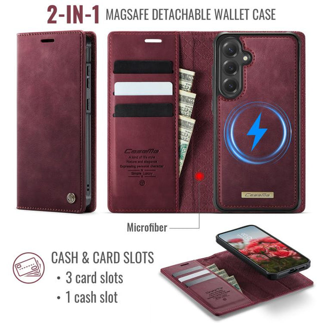 CaseMe C49 Magnetic RFID Blocking Detachable Wallet Leather Phone Case, For Samsung Galaxy S24 FE 5G, For Samsung Galaxy A14 5G / M44, For Samsung Galaxy A55 / A35 5G, For Samsung Galaxy S24 Ultra 5G