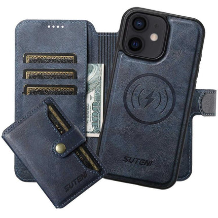 Suteni Q05S1 3-in-1 Detachable Wallet MagSafe Leather Phone Case, For iPhone 14, For iPhone 14 Pro, For iPhone 14 Pro Max, For iPhone 13 Pro Max, For iPhone 13 Pro, For iPhone 13, For iPhone 12, For iPhone 12 Pro Max