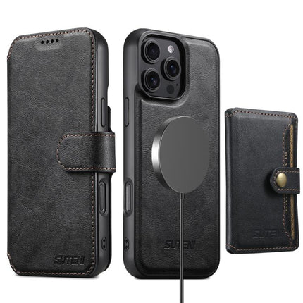 Suteni Q05S1 3-in-1 Detachable Wallet MagSafe Leather Phone Case, For iPhone 14, For iPhone 14 Pro, For iPhone 14 Pro Max, For iPhone 13 Pro Max, For iPhone 13 Pro, For iPhone 13, For iPhone 12, For iPhone 12 Pro Max