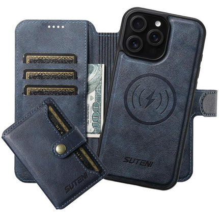 Suteni Q05S1 3-in-1 Detachable Wallet MagSafe Leather Phone Case, For iPhone 16 Pro, For iPhone 16 Plus, For iPhone 16, For iPhone 15 Pro Max, For iPhone 15 Pro, For iPhone 15 Plus, For iPhone 15, For iPhone 14 Plus