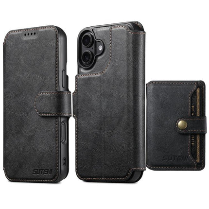 Suteni Q05S1 3-in-1 Detachable Wallet MagSafe Leather Phone Case, For iPhone 18, For iPhone 18 Pro, For iPhone 18 Pro Max, For iPhone 17 Pro Max, For iPhone 17 Pro, For iPhone 17, For iPhone Air, For iPhone 16 Pro Max