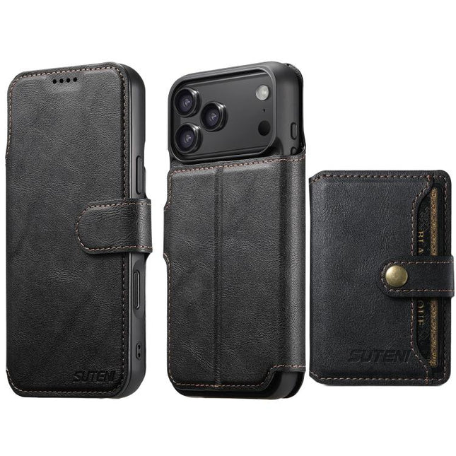Suteni Q05S1 3-in-1 Detachable Wallet MagSafe Leather Phone Case, For iPhone 17 Pro Max, For iPhone 17 Pro, For iPhone 17, For iPhone Air, For iPhone 16 Pro Max, For iPhone 16 Pro, For iPhone 16 Plus, For iPhone 16