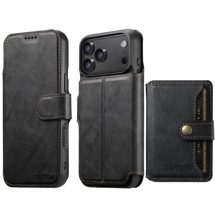 Suteni Q05S1 3-in-1 Detachable Wallet MagSafe Leather Phone Case, For iPhone 18, For iPhone 18 Pro, For iPhone 18 Pro Max, For iPhone 17 Pro Max, For iPhone 17 Pro, For iPhone 17, For iPhone Air, For iPhone 16 Pro Max