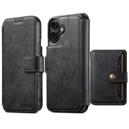 Suteni Q05S1 3-in-1 Detachable Wallet MagSafe Leather Phone Case, For iPhone 18, For iPhone 18 Pro, For iPhone 18 Pro Max, For iPhone 17 Pro Max, For iPhone 17 Pro, For iPhone 17, For iPhone Air, For iPhone 16 Pro Max