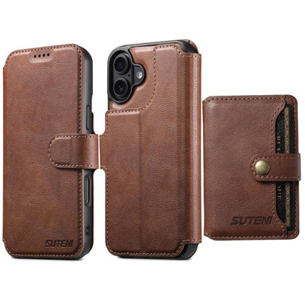 Suteni Q05S1 3-in-1 Detachable Wallet MagSafe Leather Phone Case, For iPhone 18, For iPhone 18 Pro, For iPhone 18 Pro Max, For iPhone 17 Pro Max, For iPhone 17 Pro, For iPhone 17, For iPhone Air, For iPhone 16 Pro Max