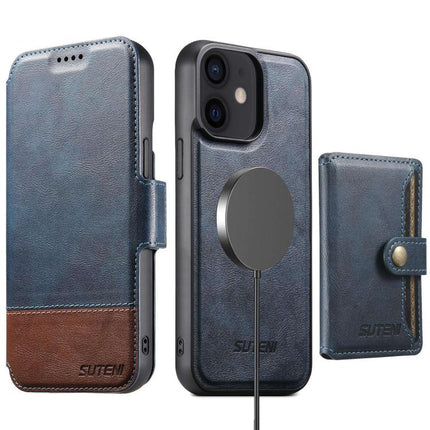 Suteni Q06S1 3-in-1 Splicing Detachable Wallet MagSafe Leather Phone Case, For iPhone 14, For iPhone 14 Pro, For iPhone 14 Pro Max, For iPhone 13 Pro Max, For iPhone 13 Pro, For iPhone 13, For iPhone 12, For iPhone 12 Pro Max
