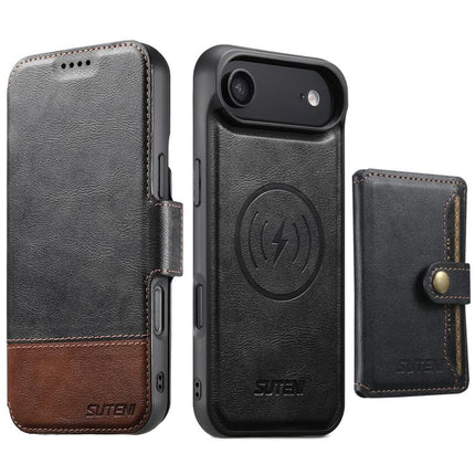 Suteni Q06S1 3-in-1 Splicing Detachable Wallet MagSafe Leather Phone Case, For iPhone 18, For iPhone 18 Pro, For iPhone 18 Pro Max, For iPhone 17 Pro Max, For iPhone 17 Pro, For iPhone 17, For iPhone Air, For iPhone 16 Pro Max