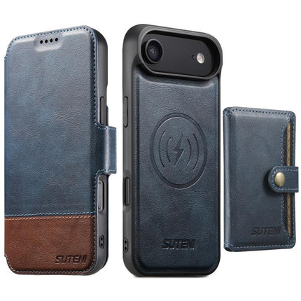 Suteni Q06S1 3-in-1 Splicing Detachable Wallet MagSafe Leather Phone Case, For iPhone 18, For iPhone 18 Pro, For iPhone 18 Pro Max, For iPhone 17 Pro Max, For iPhone 17 Pro, For iPhone 17, For iPhone Air, For iPhone 16 Pro Max