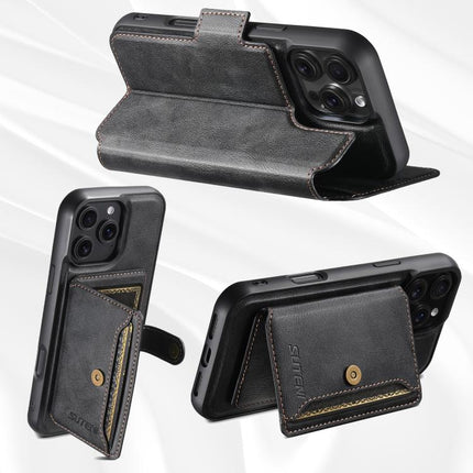 Suteni Q07S1 3-in-1 Detachable Wallet MagSafe Splicing Leather Phone Case, For iPhone 14, For iPhone 14 Pro, For iPhone 14 Pro Max, For iPhone 13 Pro Max, For iPhone 13 Pro, For iPhone 13, For iPhone 12, For iPhone 12 Pro Max
