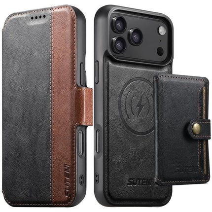 Suteni Q07S1 3-in-1 Detachable Wallet MagSafe Splicing Leather Phone Case, For iPhone 18, For iPhone 18 Pro, For iPhone 18 Pro Max, For iPhone 17 Pro Max, For iPhone 17 Pro, For iPhone 17, For iPhone Air, For iPhone 16 Pro Max