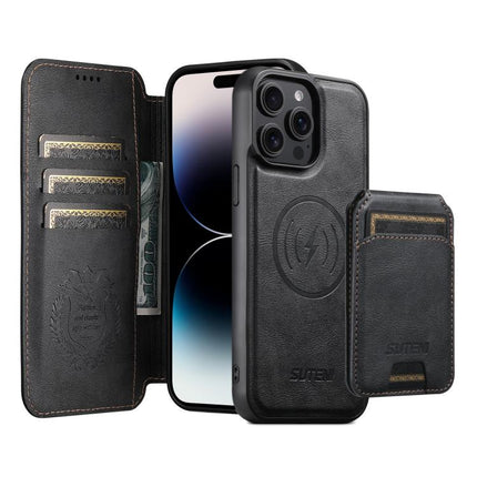 Suteni Q05S2 3-in-1 Detachable Vertical Flip Wallet MagSafe Leather Phone Case, For iPhone 15 Pro Max, For iPhone 15 Pro, For iPhone 15 Plus, For iPhone 15, For iPhone 14 Plus, For iPhone 14, For iPhone 14 Pro, For iPhone 14 Pro Max