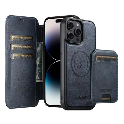 Suteni Q05S2 3-in-1 Detachable Vertical Flip Wallet MagSafe Leather Phone Case, For iPhone 15 Pro Max, For iPhone 15 Pro, For iPhone 15 Plus, For iPhone 15, For iPhone 14 Plus, For iPhone 14, For iPhone 14 Pro, For iPhone 14 Pro Max