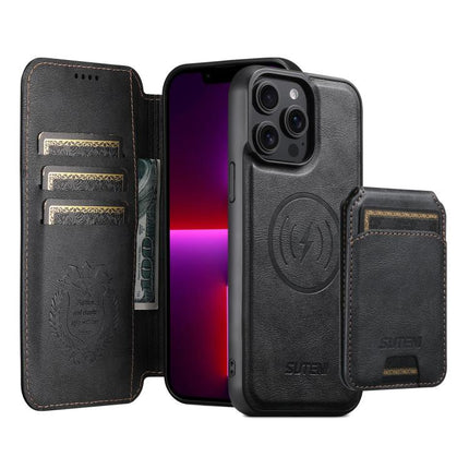 Suteni Q05S2 3-in-1 Detachable Vertical Flip Wallet MagSafe Leather Phone Case, For iPhone 13 Pro Max, For iPhone 13 Pro, For iPhone 13, For iPhone 12, For iPhone 12 Pro Max, For iPhone 12 Pro