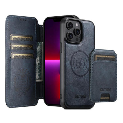 Suteni Q05S2 3-in-1 Detachable Vertical Flip Wallet MagSafe Leather Phone Case, For iPhone 14, For iPhone 14 Pro, For iPhone 14 Pro Max, For iPhone 13 Pro Max, For iPhone 13 Pro, For iPhone 13, For iPhone 12, For iPhone 12 Pro Max