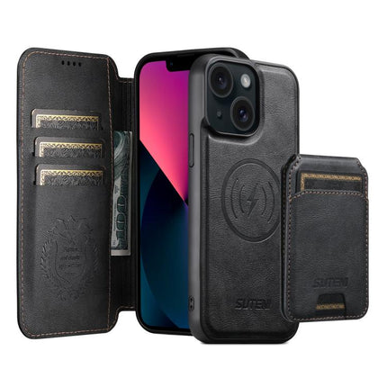 Suteni Q05S2 3-in-1 Detachable Vertical Flip Wallet MagSafe Leather Phone Case, For iPhone 13 Pro Max, For iPhone 13 Pro, For iPhone 13, For iPhone 12, For iPhone 12 Pro Max, For iPhone 12 Pro