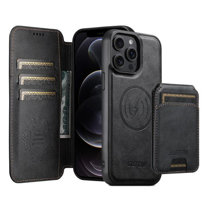 Suteni Q05S2 3-in-1 Detachable Vertical Flip Wallet MagSafe Leather Phone Case, For iPhone 13 Pro Max, For iPhone 13 Pro, For iPhone 13, For iPhone 12, For iPhone 12 Pro Max, For iPhone 12 Pro