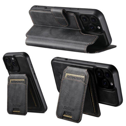 Suteni Q05S2 3-in-1 Detachable Vertical Flip Wallet MagSafe Leather Phone Case, For iPhone 12 Pro