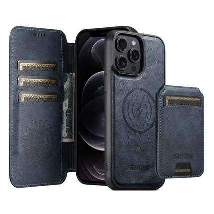 Suteni Q05S2 3-in-1 Detachable Vertical Flip Wallet MagSafe Leather Phone Case, For iPhone 13 Pro Max, For iPhone 13 Pro, For iPhone 13, For iPhone 12, For iPhone 12 Pro Max, For iPhone 12 Pro