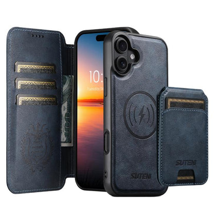 Suteni Q05S2 3-in-1 Detachable Vertical Flip Wallet MagSafe Leather Phone Case, For iPhone 17 Pro Max, For iPhone 17 Pro, For iPhone 17, For iPhone Air, For iPhone 16 Pro Max, For iPhone 16 Pro, For iPhone 16 Plus, For iPhone 16