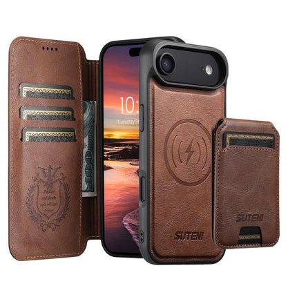 Suteni Q05S2 3-in-1 Detachable Vertical Flip Wallet MagSafe Leather Phone Case, For iPhone 17 Pro Max, For iPhone 17 Pro, For iPhone 17, For iPhone Air, For iPhone 16 Pro Max, For iPhone 16 Pro, For iPhone 16 Plus, For iPhone 16