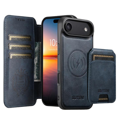 Suteni Q05S2 3-in-1 Detachable Vertical Flip Wallet MagSafe Leather Phone Case, For iPhone 17 Pro Max, For iPhone 17 Pro, For iPhone 17, For iPhone Air, For iPhone 16 Pro Max, For iPhone 16 Pro, For iPhone 16 Plus, For iPhone 16